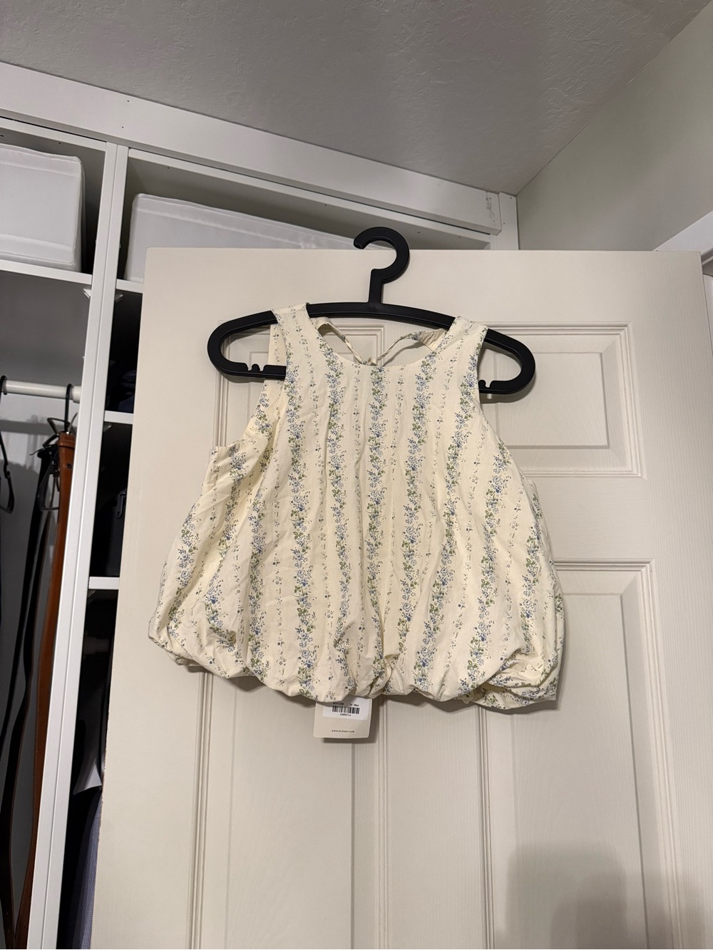 Sleeveless Cream Floral Bubble Hem Top